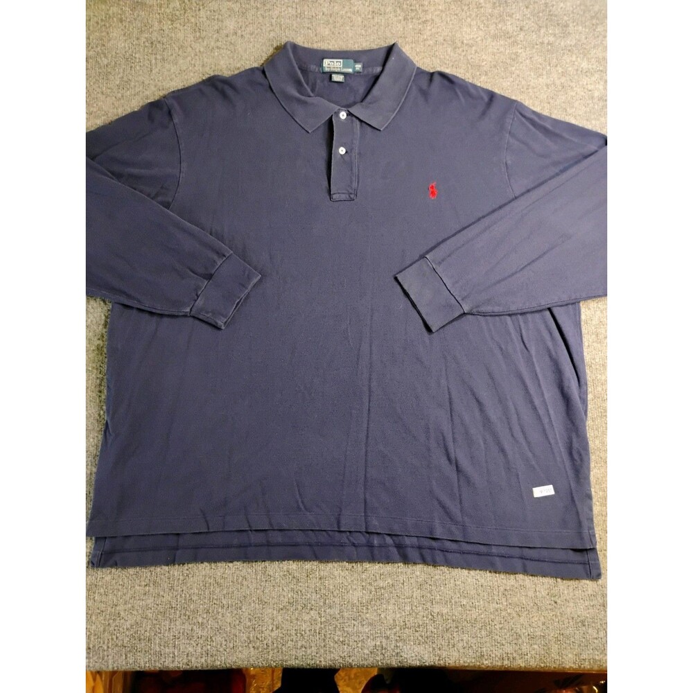 Polo Ralph Lauren Long Sleeve Polo Shirt Men 4XB Big Blue Pony Casual Cotton